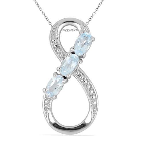 BUY 925 SILVER NATURAL SKY BLUE TOPAZ MULTI STONE PENDANT